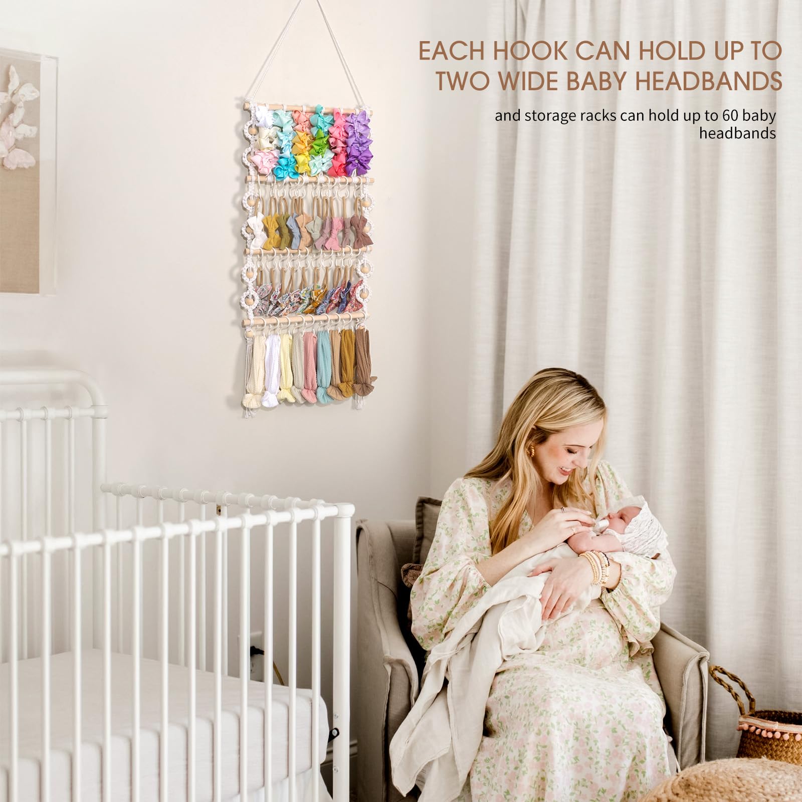 POVETIRE baby bow organizer front view for neat accessory display.