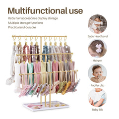 POVETIRE wooden bow organizer full display captures charming nursery decor and easy access.