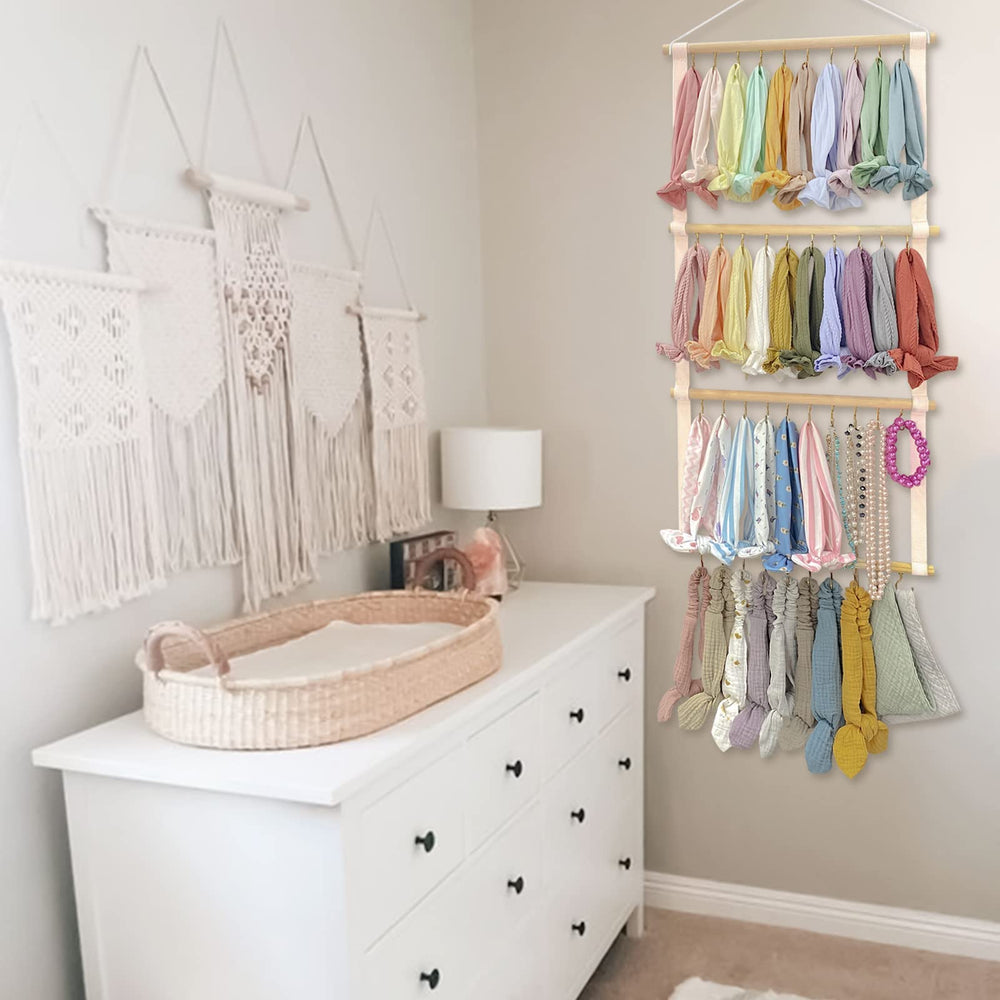 POVETIRE baby girl headband organizer enhances nursery decor and tidiness