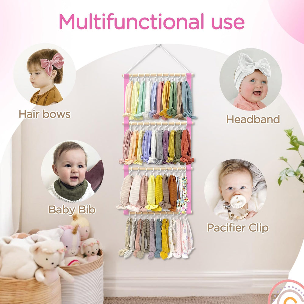 POVETIRE baby girl storage organizer helps parents view headbands at a glance.