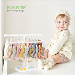 POVETIRE baby hair accessories rack display shows bows neatly for quick dress-up moments