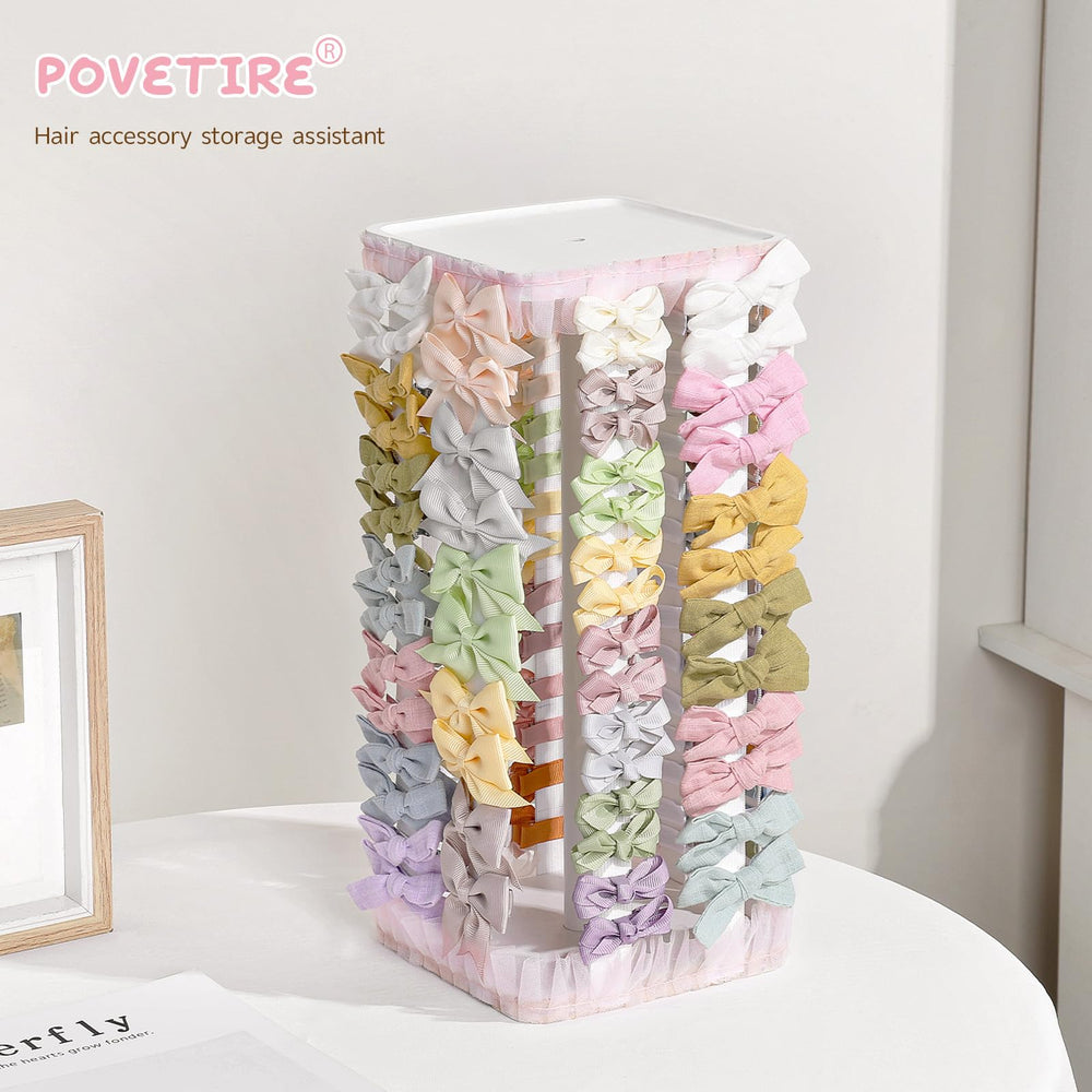POVETIRE Bow Holder saves drawer space by neatly displaying girls' hair bows.