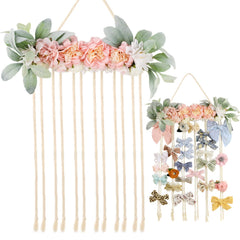 POVETIRE bow holder with flowers on wall display keeps bows neatly organized and decorative