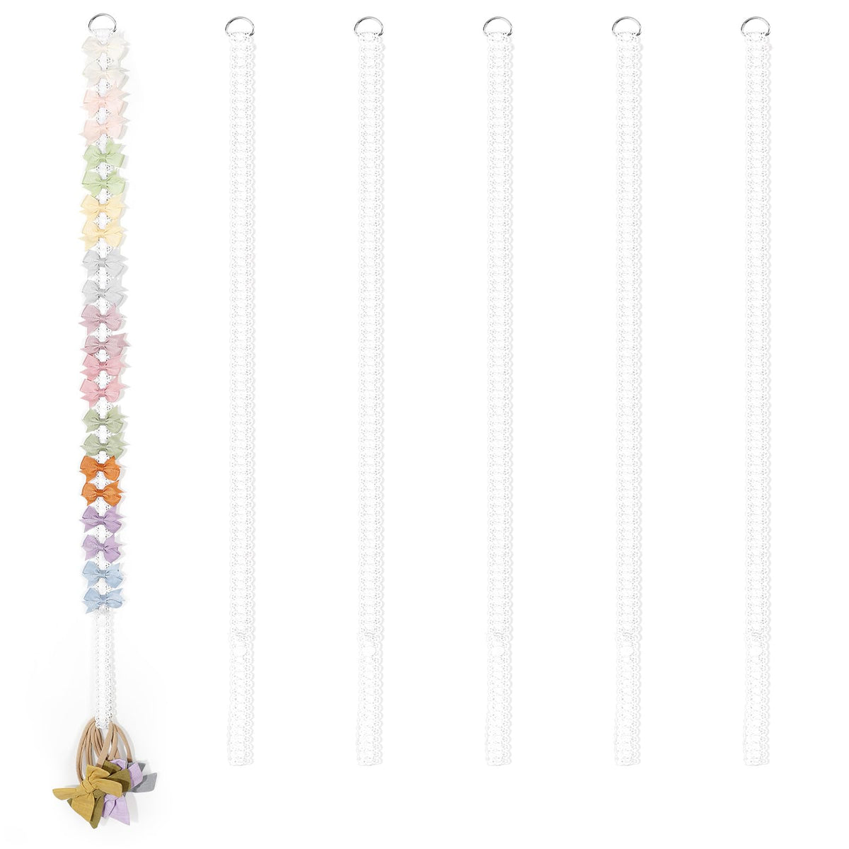 POVETIRE bow holder top view displaying organized bows for quick access