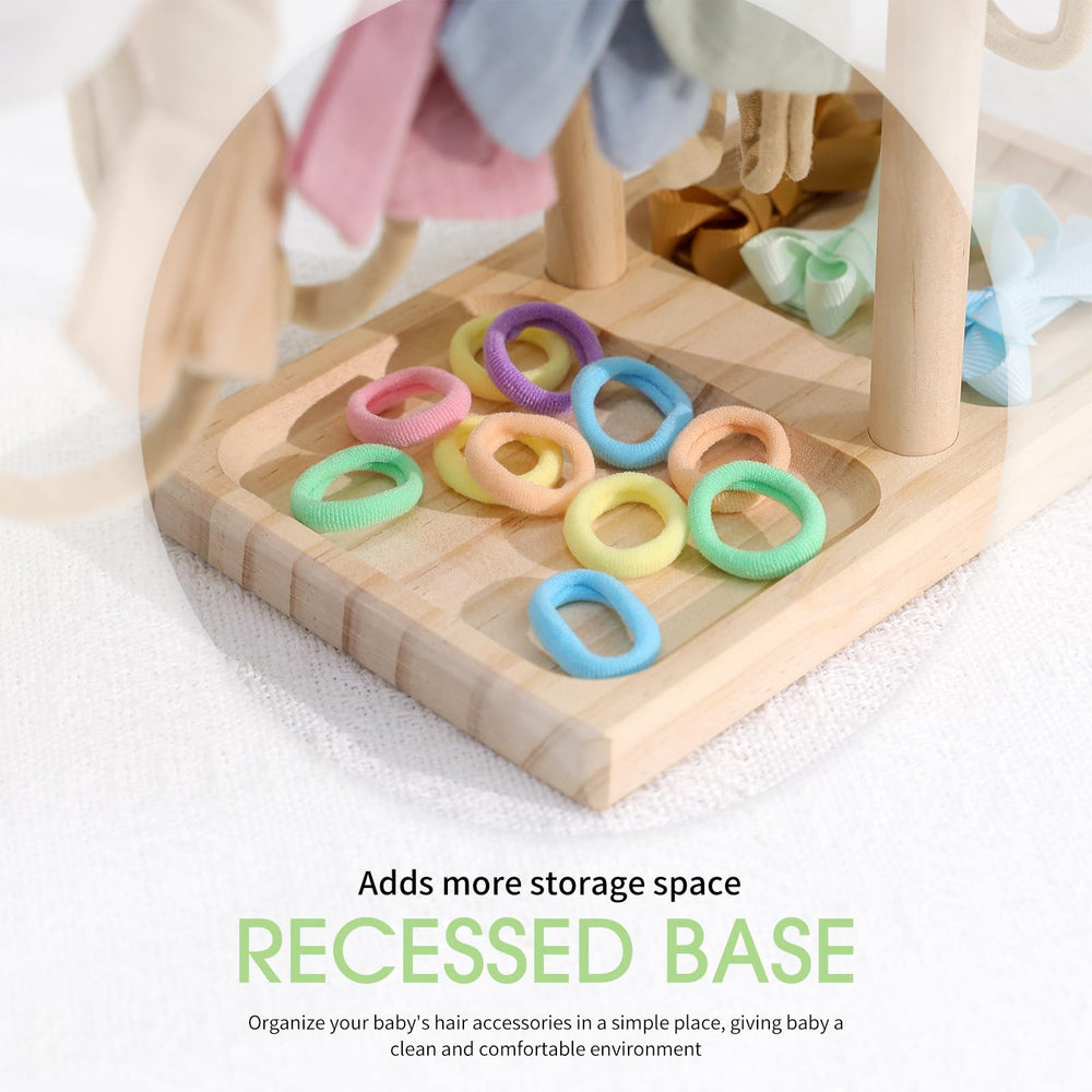 POVETIRE bow organizer with square base stores small hair ties tidily