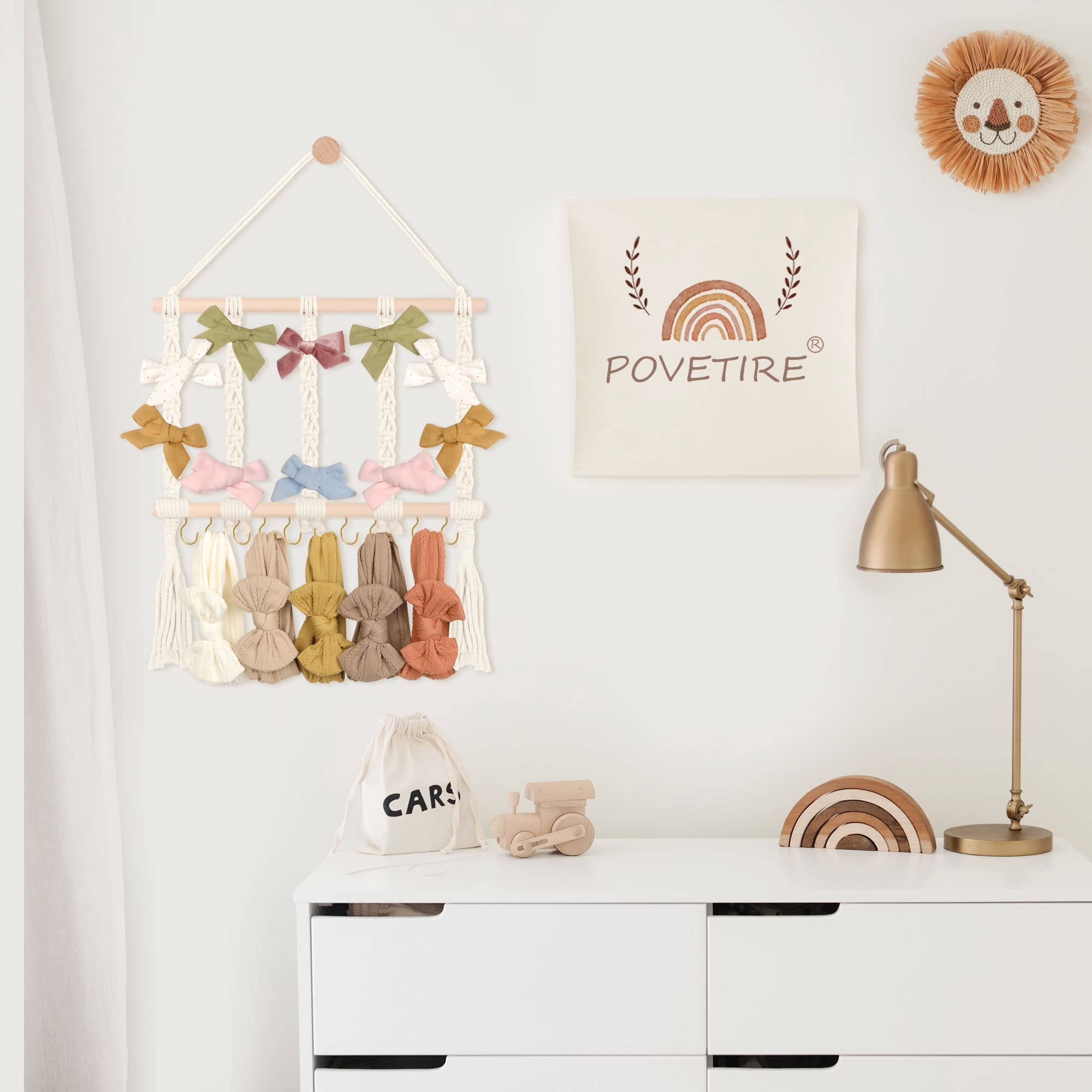 POVETIRE rotating-hook bow organizer keeps various sizes neatly within reach