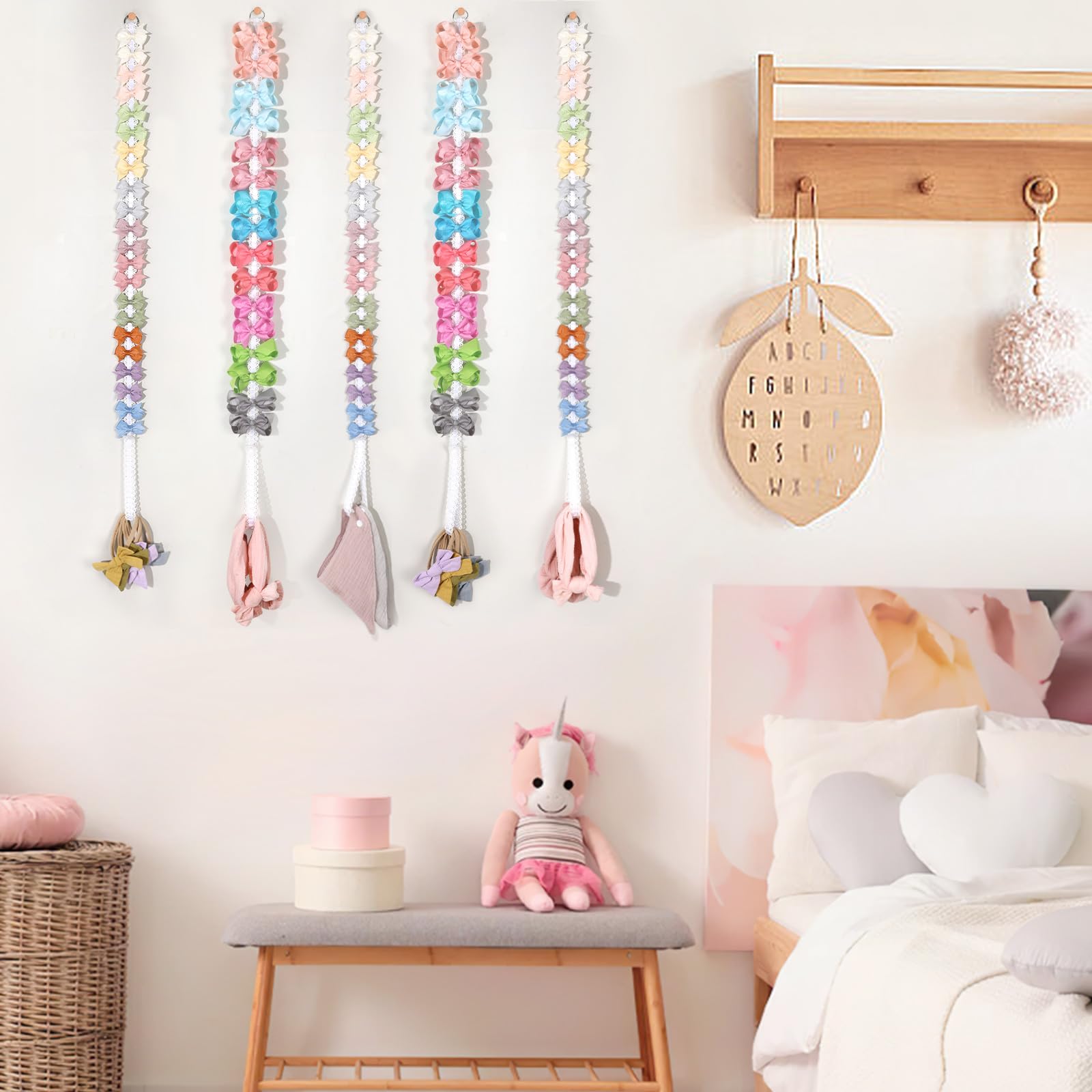 POVETIRE bow organizer wall display keeps hair accessories neatly visible