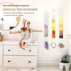 POVETIRE bow organizer wall hanging saves dresser space and enhances room decor.