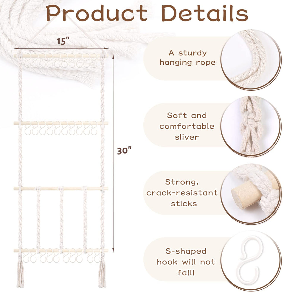 POVETIRE cotton canvas belt ribbon and beech wood construction provides sturdy storage