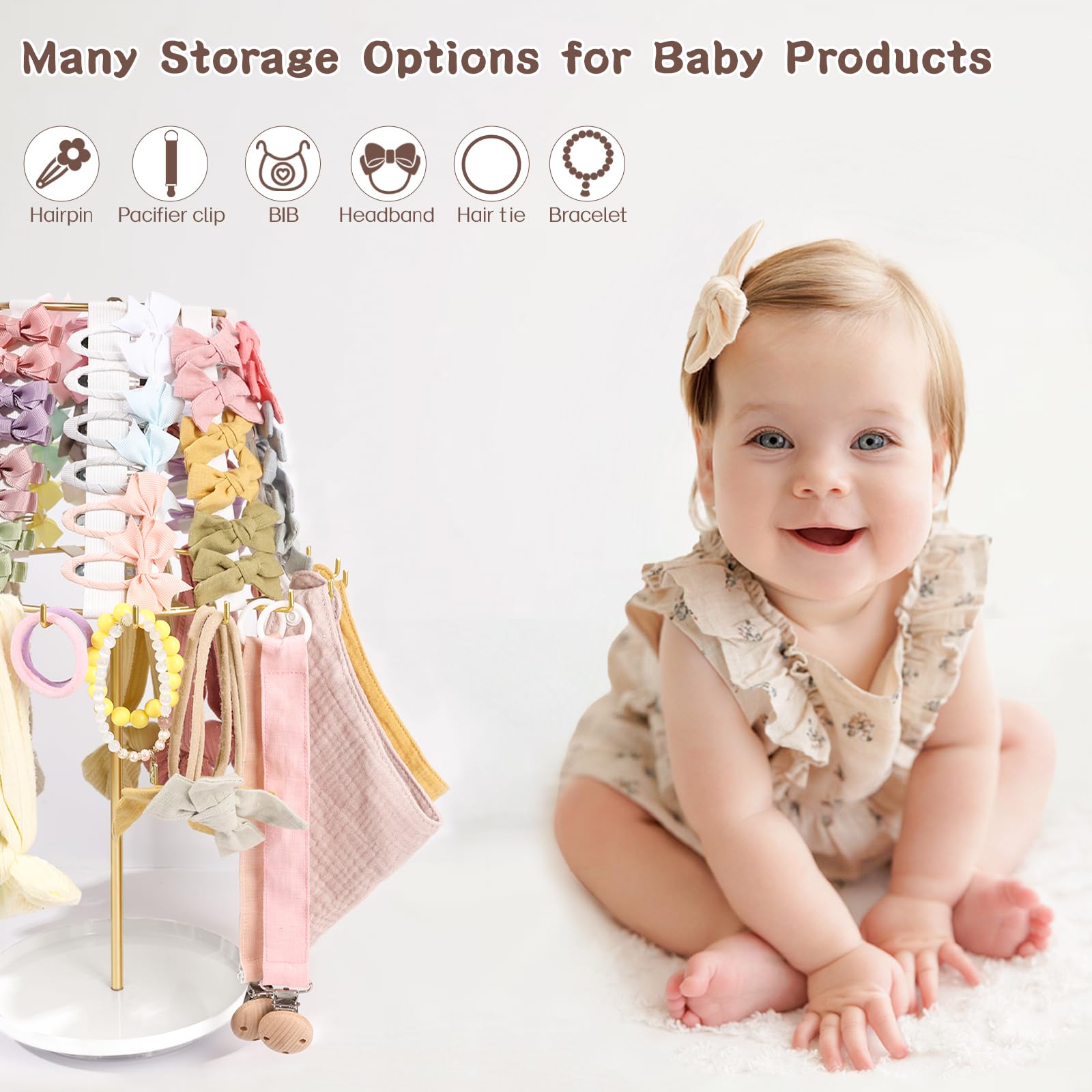 POVETIRE desk-side stand for baby accessories on a dresser