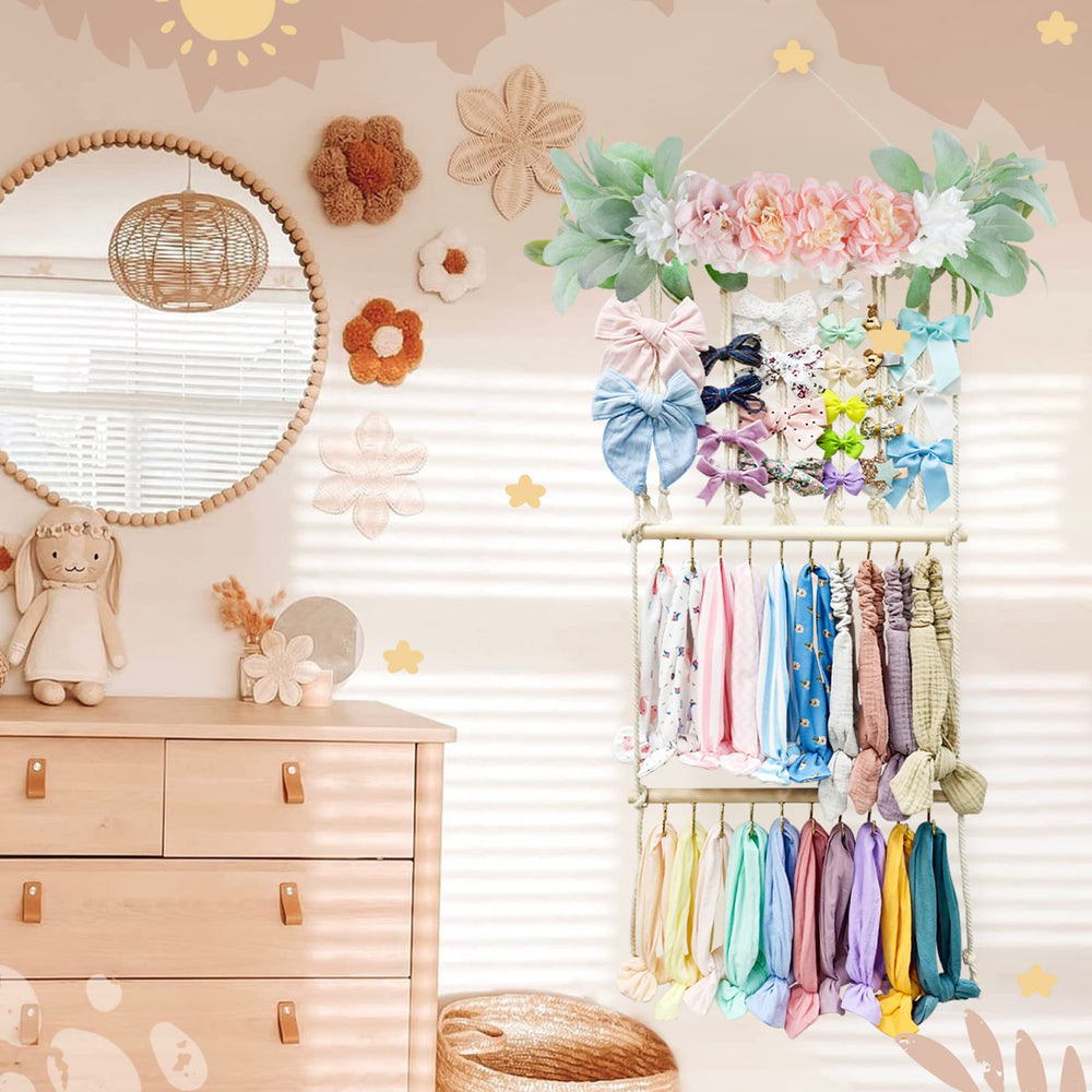 POVETIRE easy-install bow holder fits door or wall for versatile display