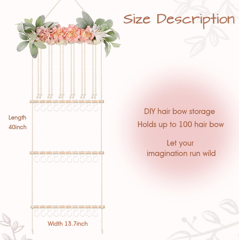 POVETIRE floral leaf design wall decor highlights headbands with elegant nursery display