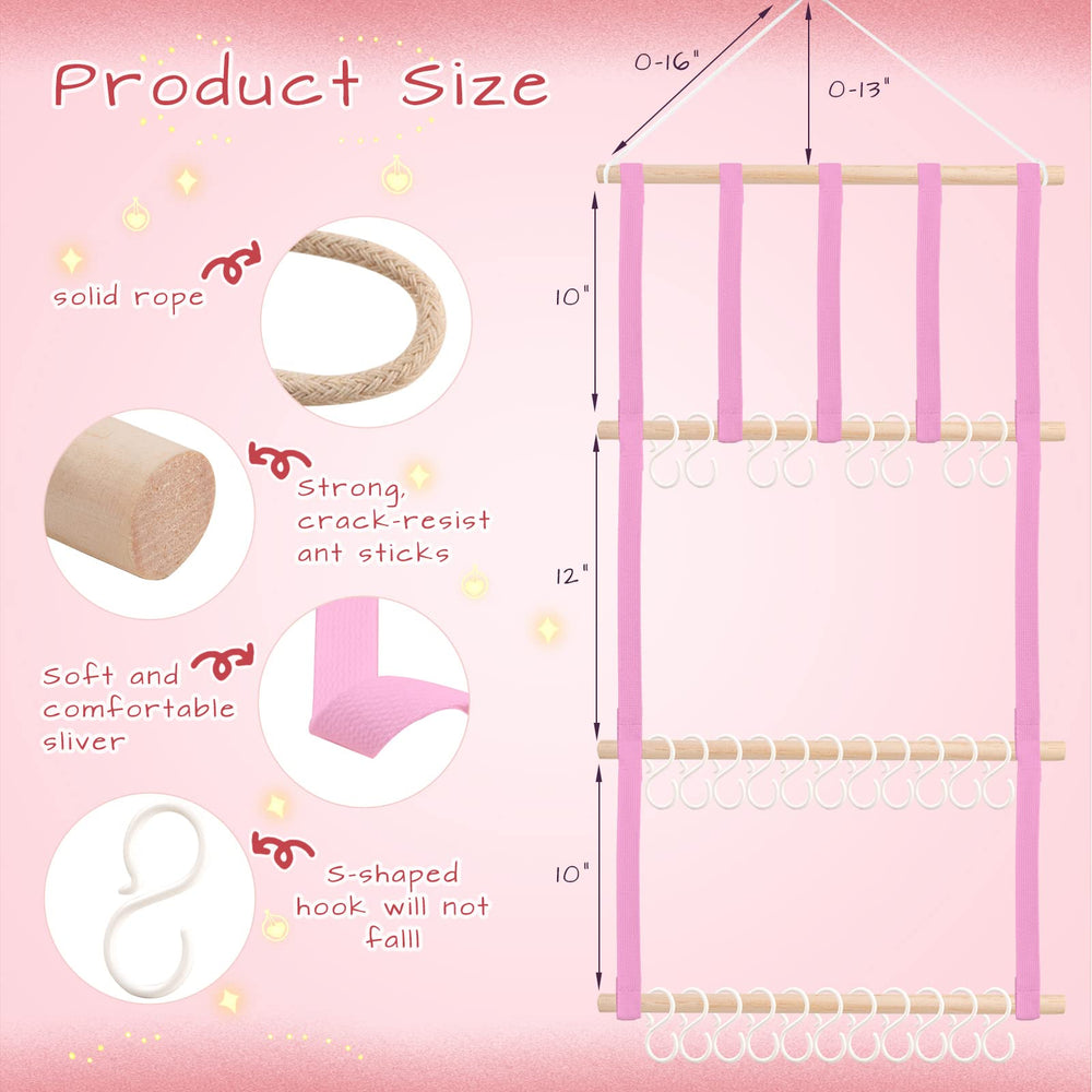 POVETIRE hair accessories display with wooden sticks for durable bow organization