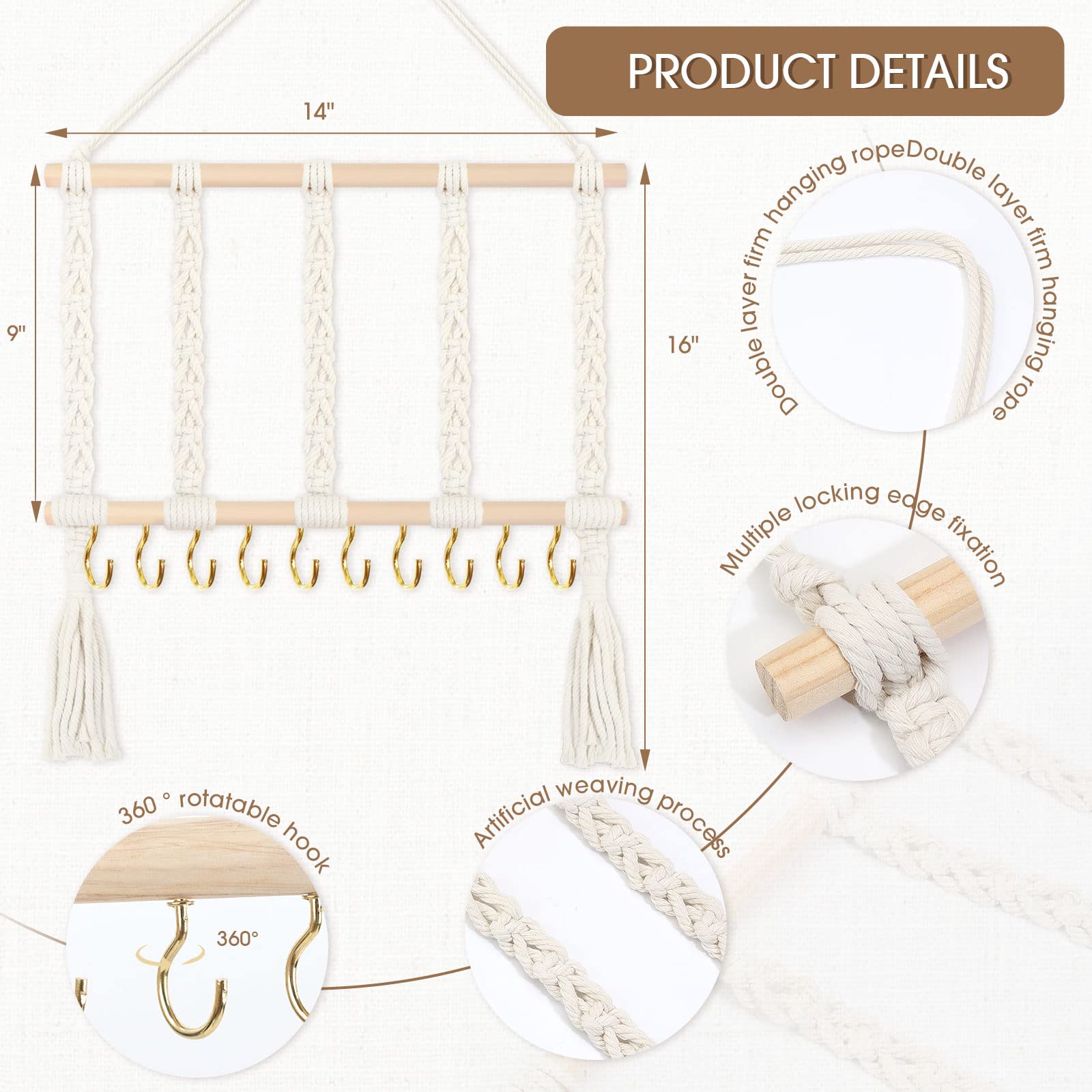 POVETIRE cotton-canvas ribbon headband rack showcases durable storage for accessories
