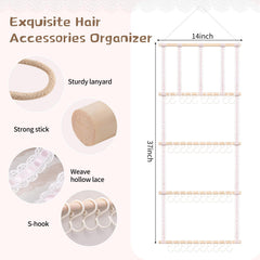 POVETIRE hair accessories storage rack wood detail highlights sturdy beech wood construction.