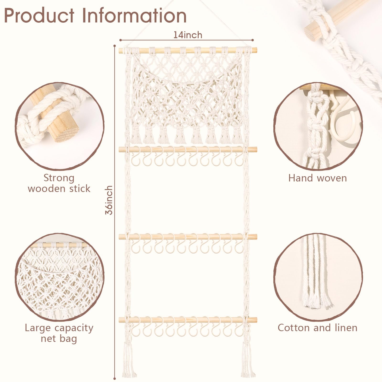 POVETIRE hair accessory storage with S-hooks prevents clutter and misplacement.