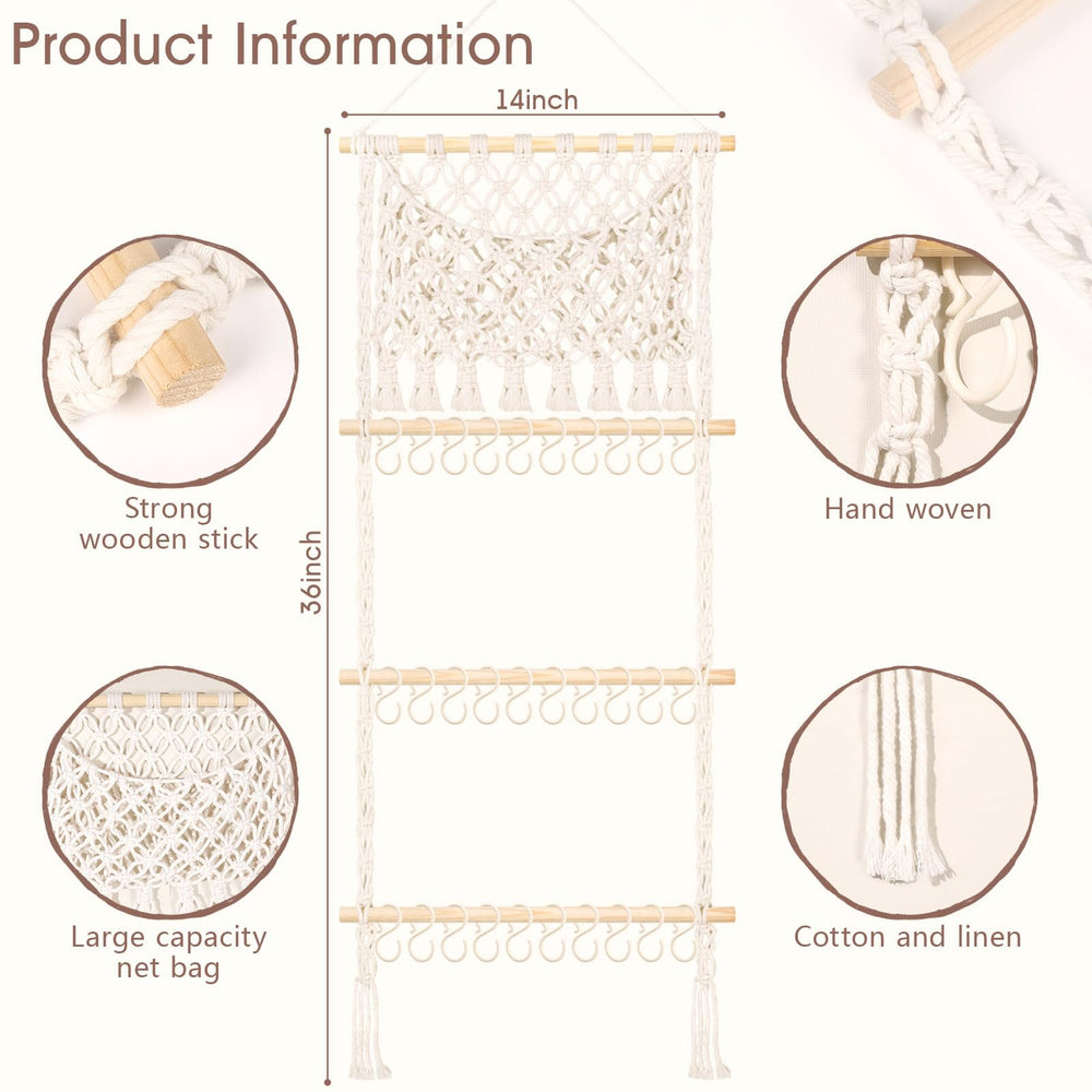 POVETIRE hair accessory storage with S-hooks prevents clutter and misplacement.