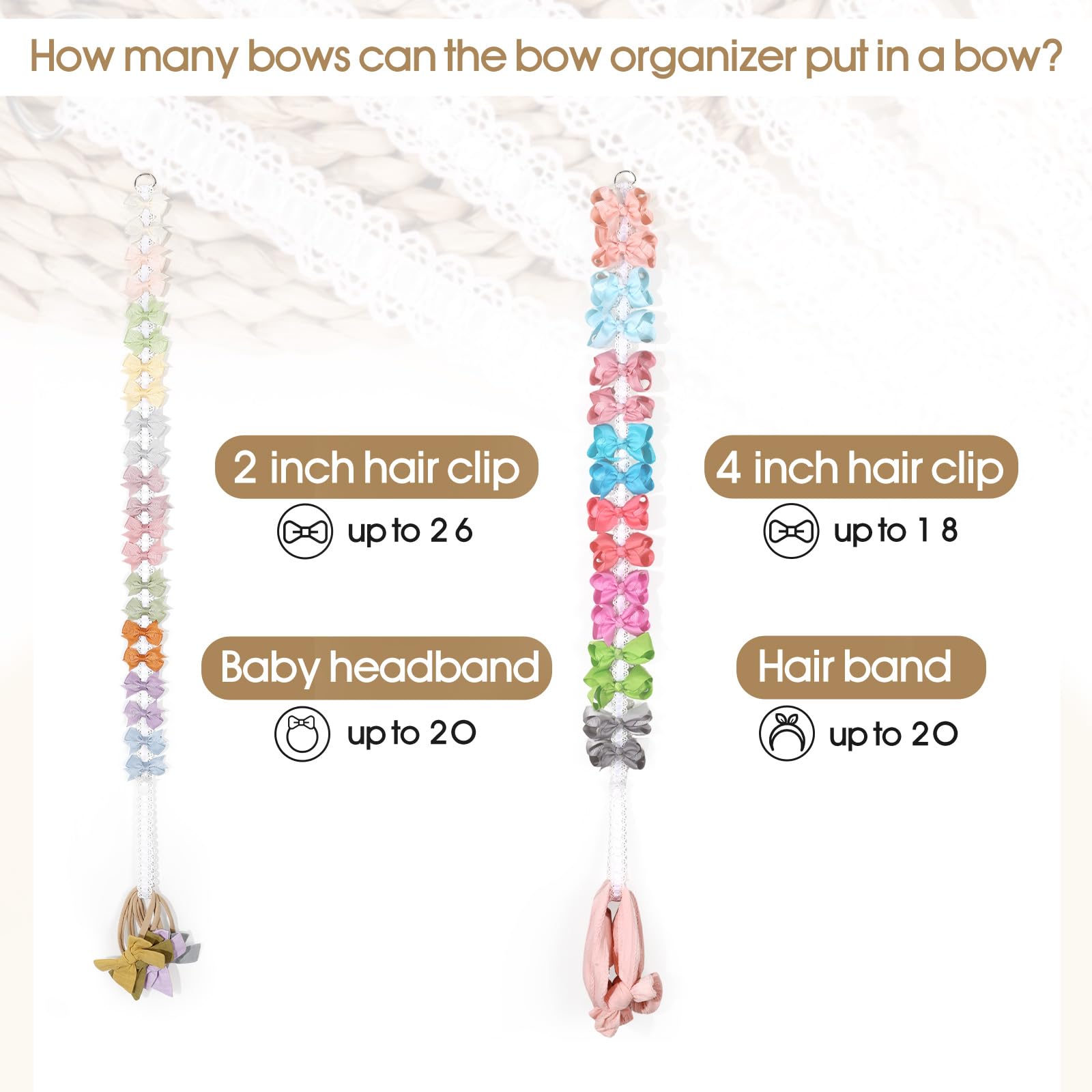 POVETIRE hair accessory storage organizes clips, bows, and headbands