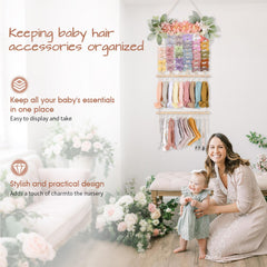POVETIRE hair bow display rack adds decor while storing accessories.