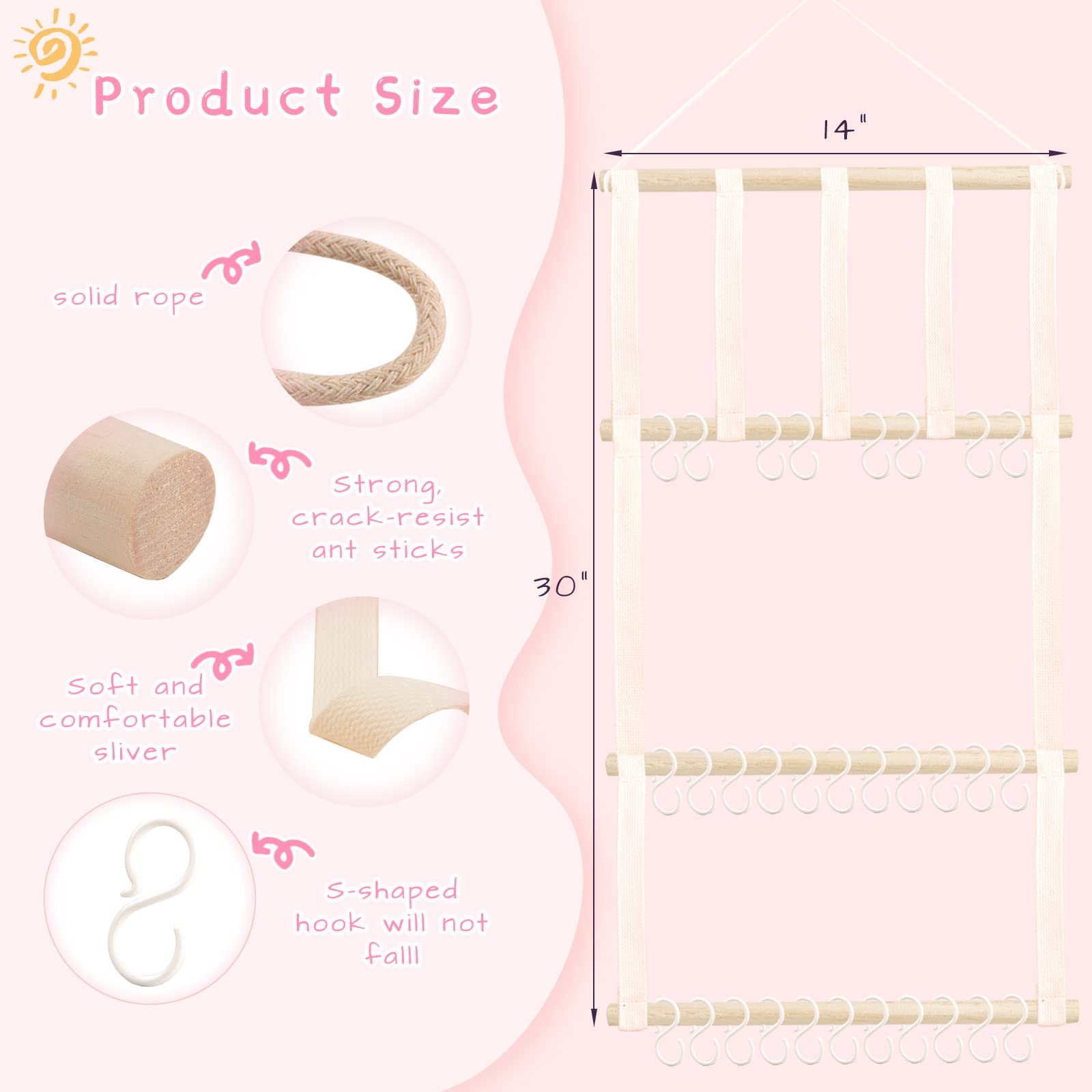 POVETIRE organizer wooden sticks and cotton canvas belt supporting sturdy bow storage
