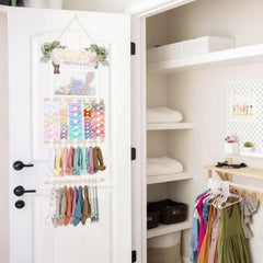 POVETIRE hair bows organizer with four webbing and twenty hooks