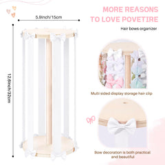 POVETIRE hair bows storage display protects clips from bending and wear.