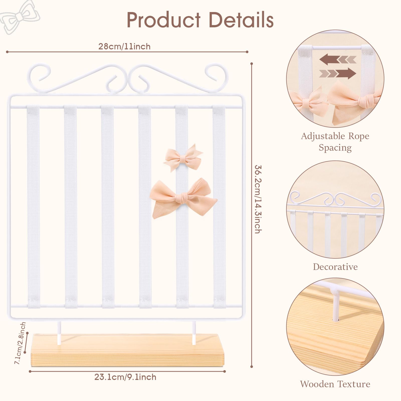 POVETIRE hair clip display shows six elastic bands for easy storage.