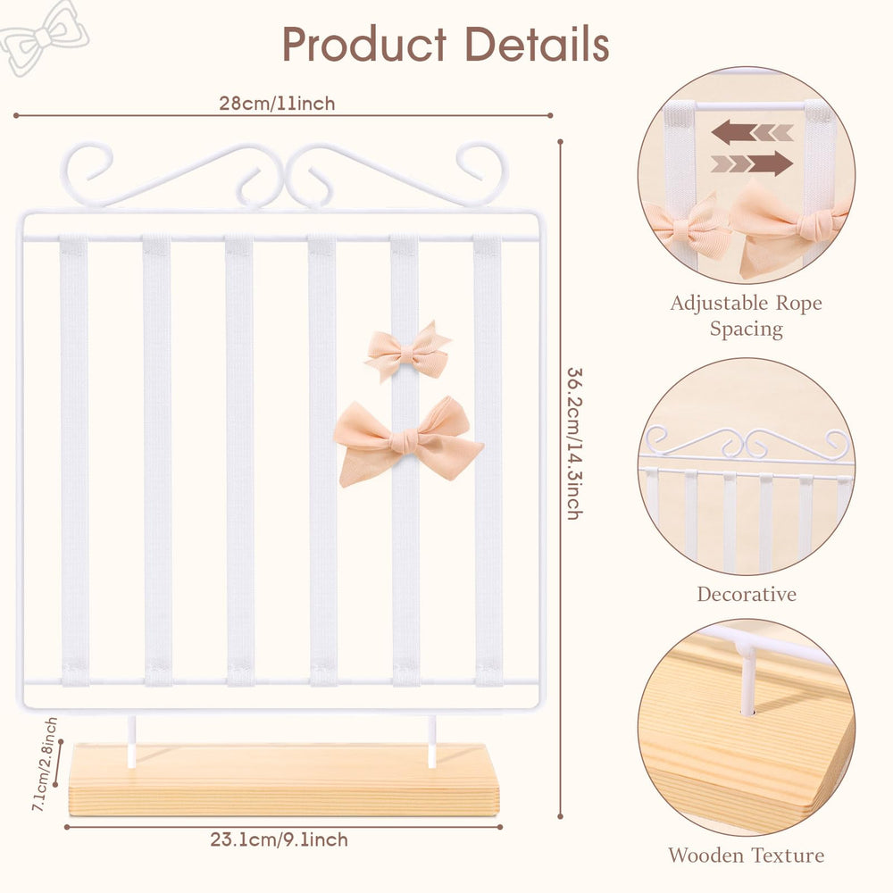 POVETIRE hair clip display shows six elastic bands for easy storage.