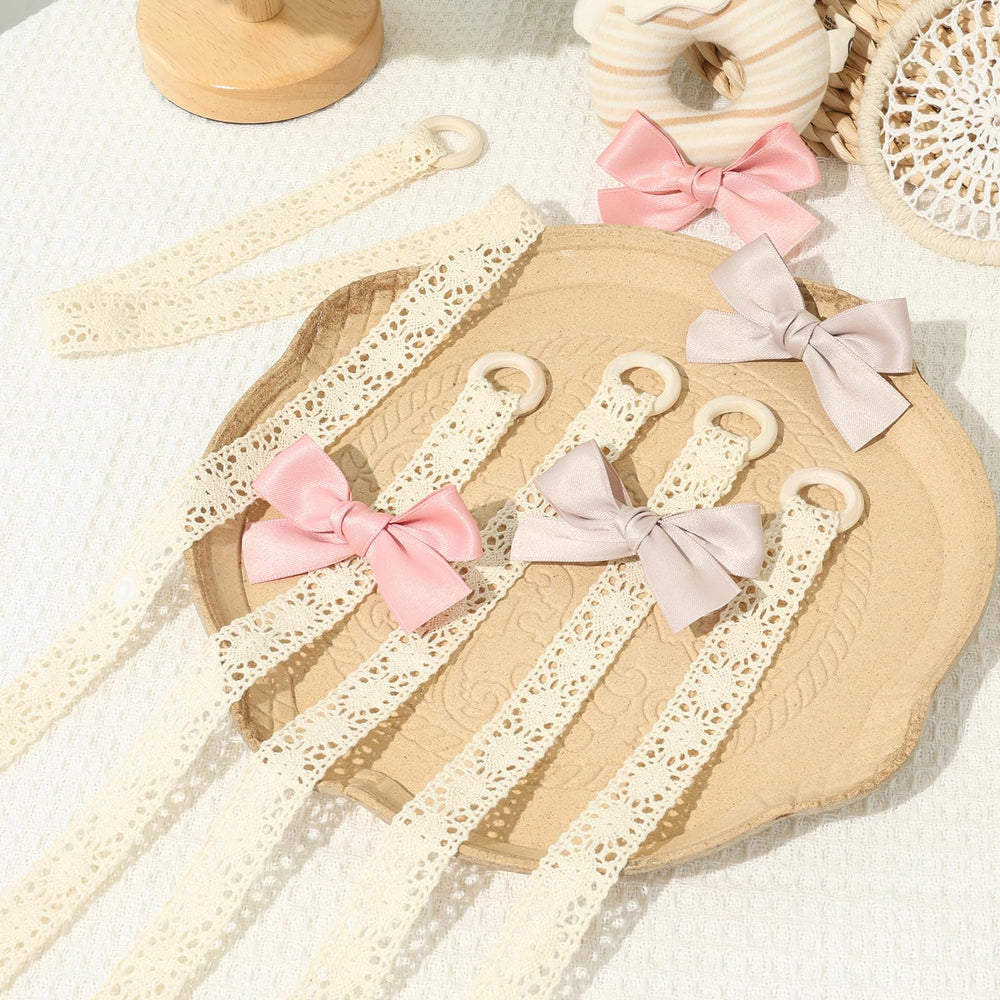 POVETIRE bow organizer close-up highlighting durable rib ribbon material and sturdy hook.