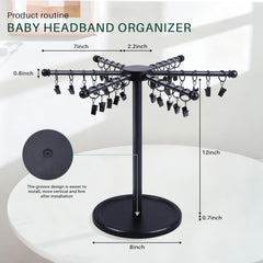 POVETIRE headband display stand in nursery keeps essentials within easy reach.