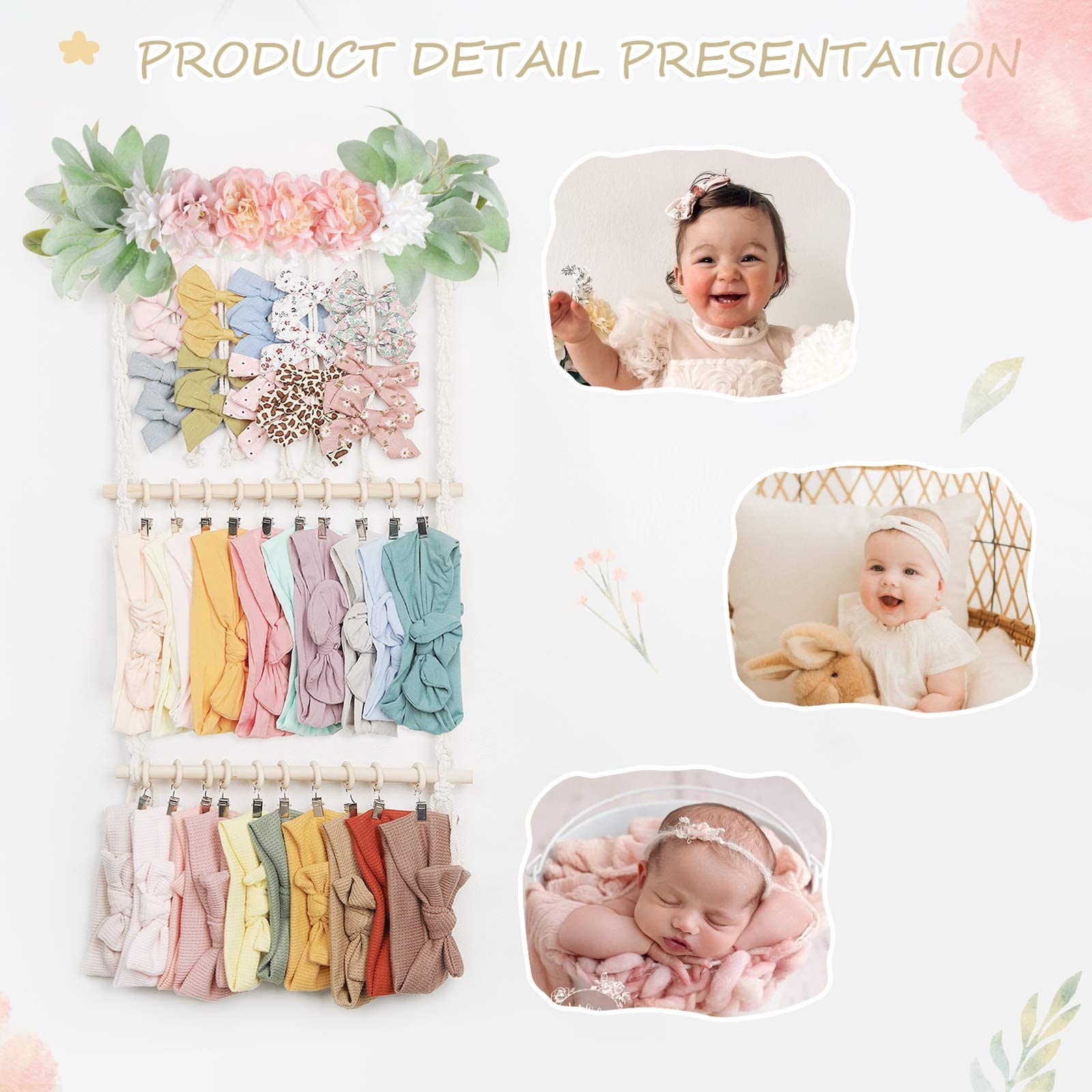 POVETIRE headband holder easy install enables rapid wall or door display, space-saving solution.