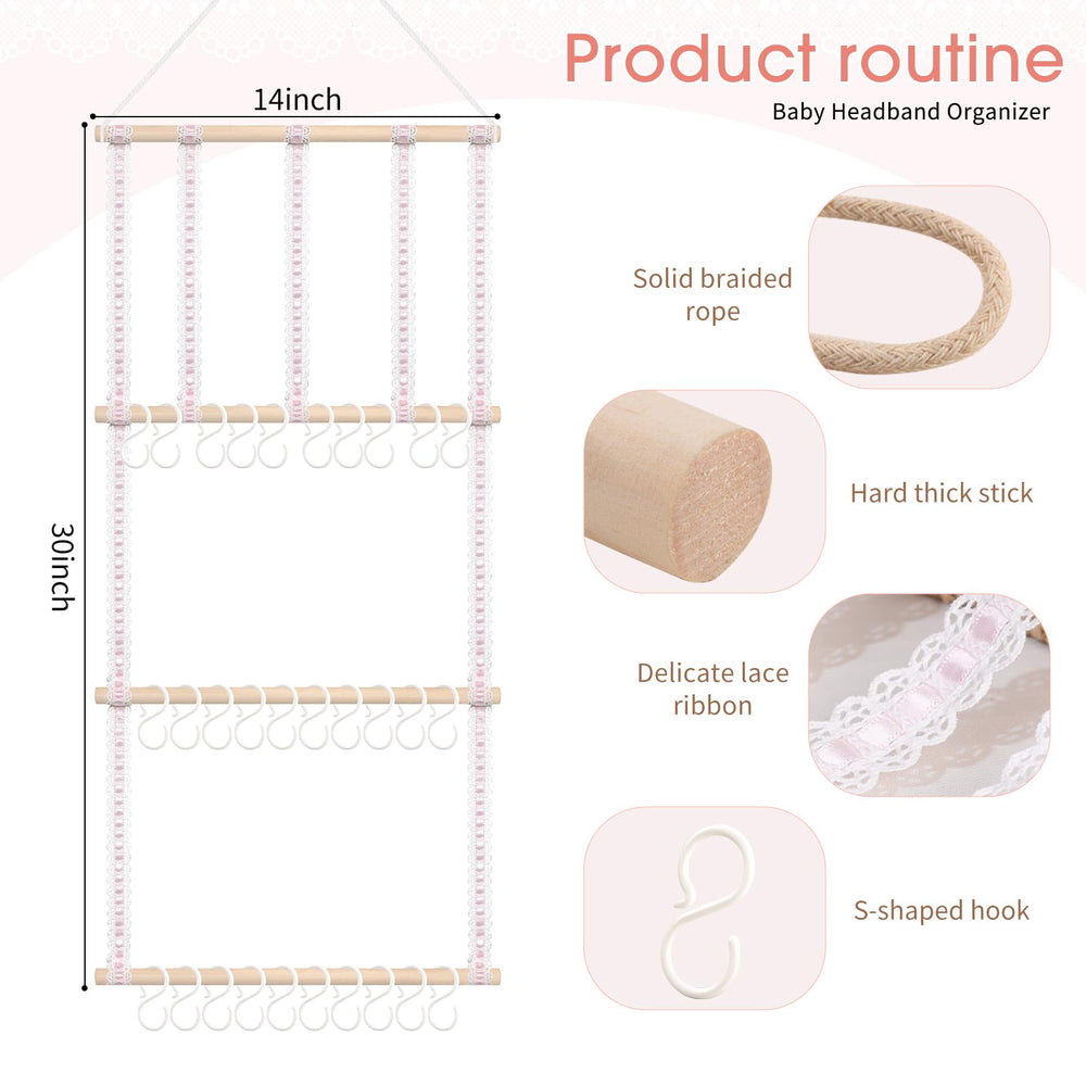 POVETIRE headband holder headband rows installed shows three-tier storage for quick selection.