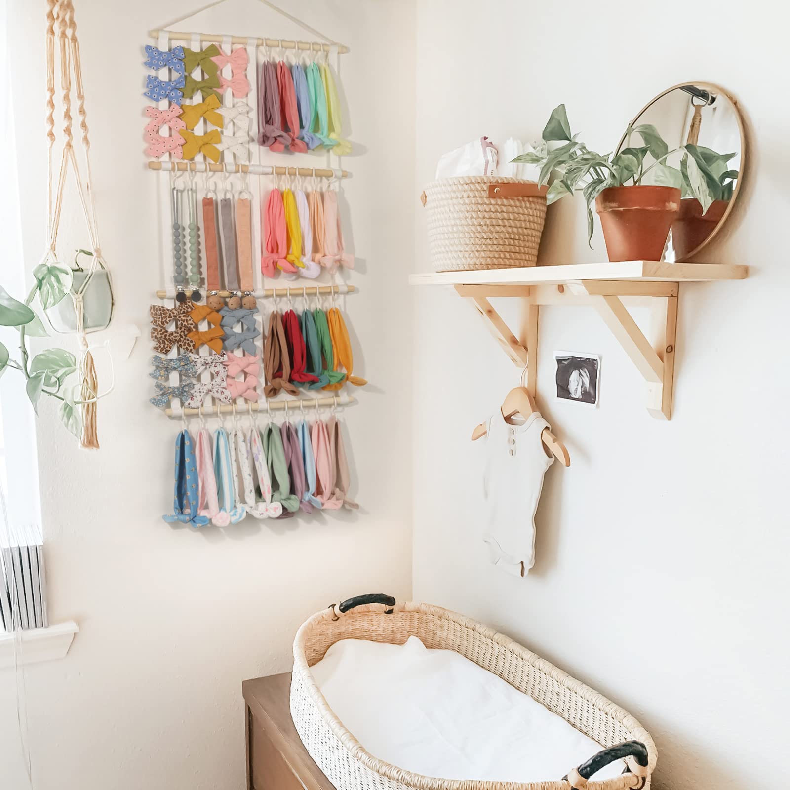 POVETIRE headband holder wall display enhances a nursery room.