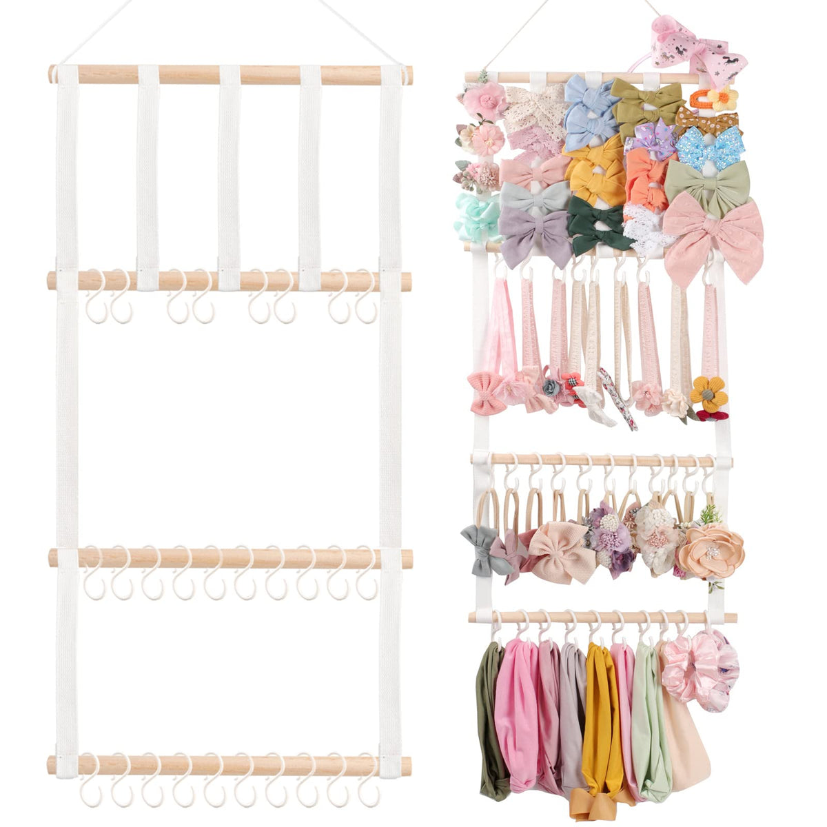 Povetire headband holder wall-hanging keeps toddler accessories organized and easy to grab.