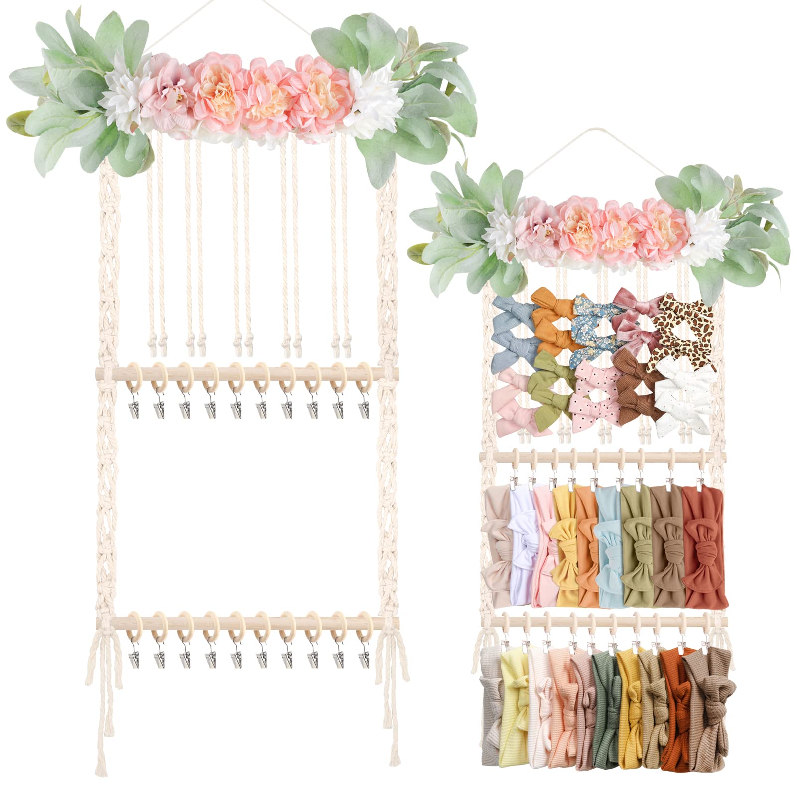 POVETIRE headband holder wall mount keeps hair bows neatly organized and ready to display.