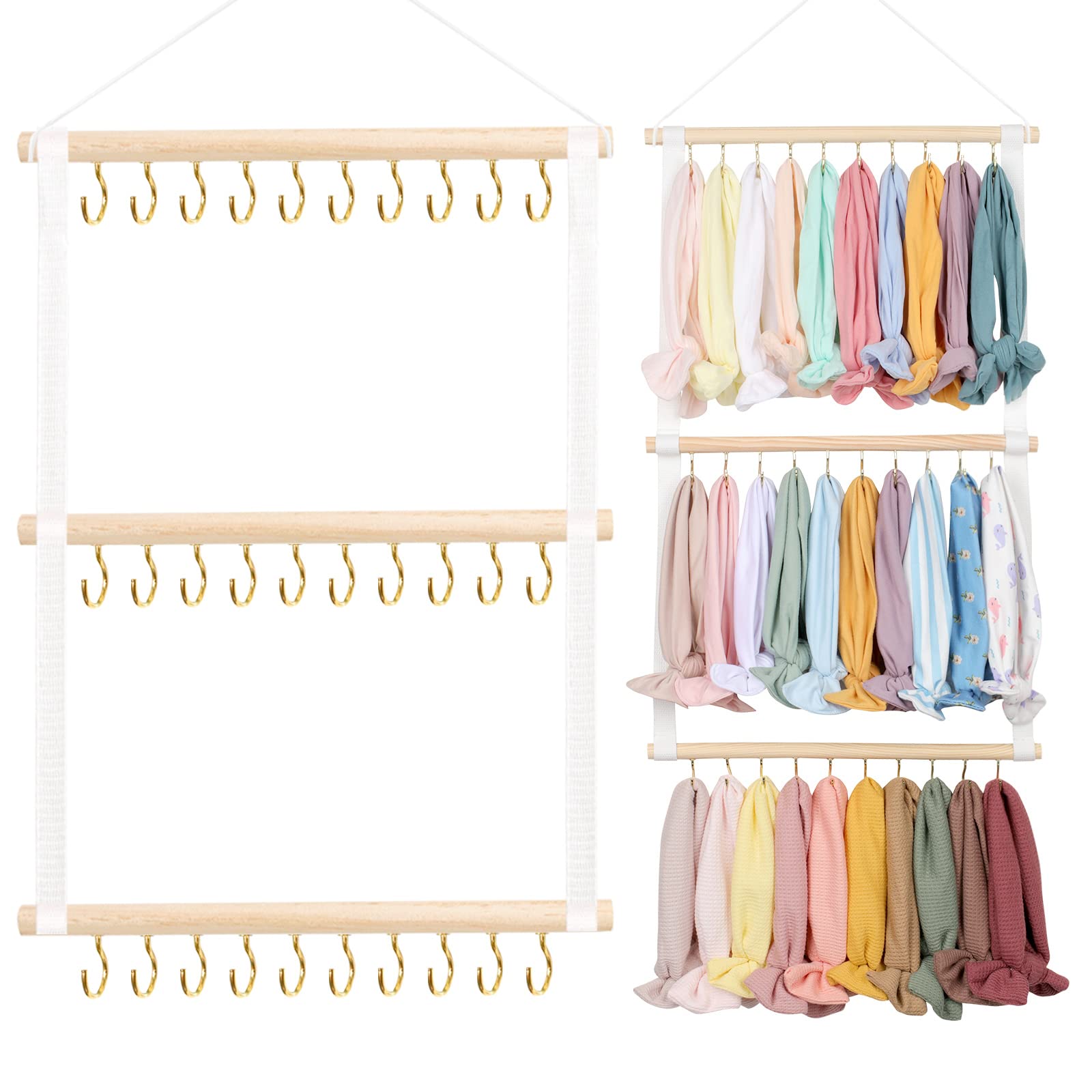 POVETIRE headband organizer assembly enables easy wall-mount setup for tidy nurseries.