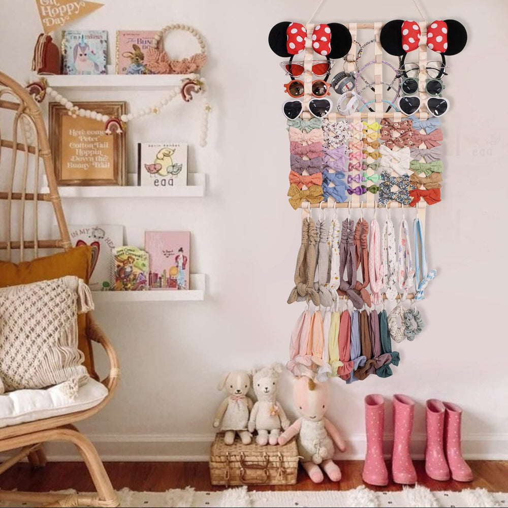 POVETIRE headband organizer elastic loops keep eight headbands neatly accessible.