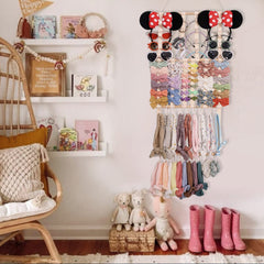 POVETIRE headband organizer elastic loops keep eight headbands neatly accessible.