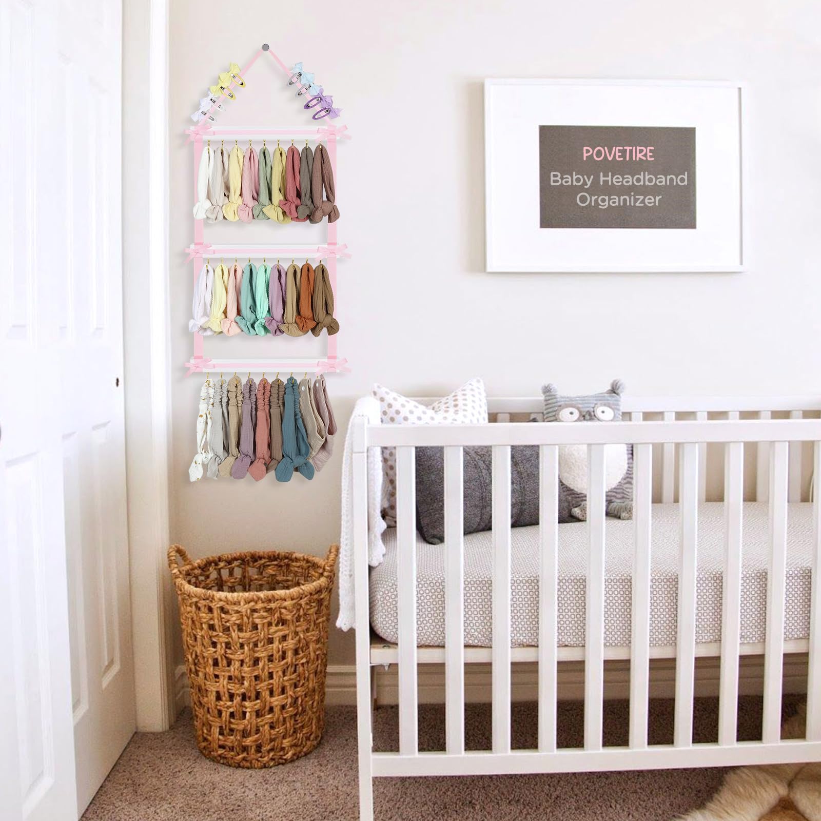 POVETIRE headband organizer three-rows-nine-hooks provides ample storage for everyday dressing