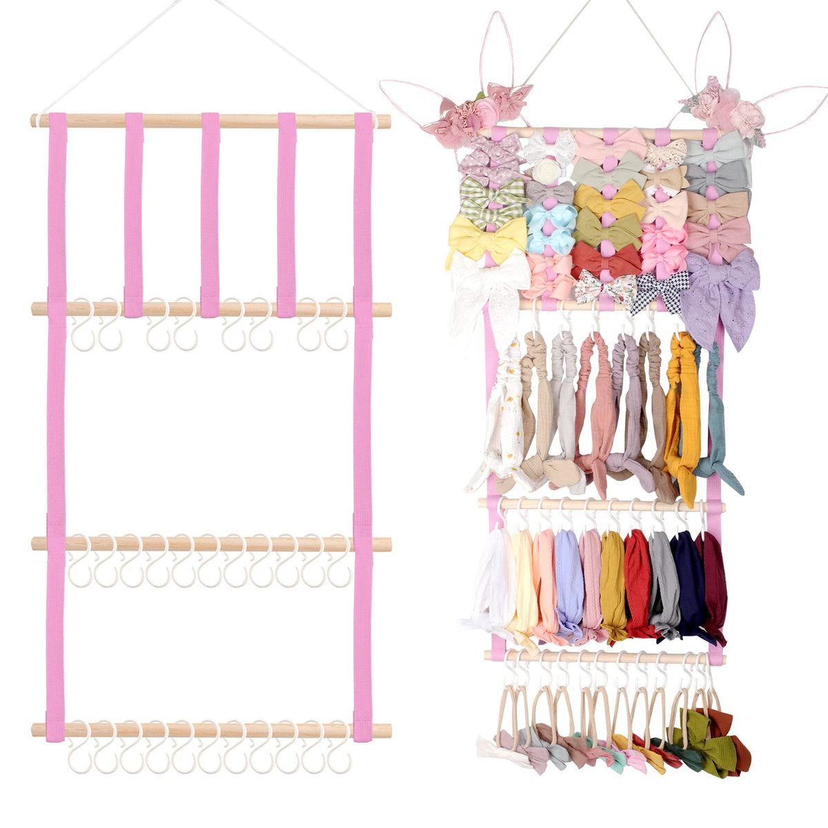 POVETIRE headband organizer wall mount displays organized accessories for quick selection