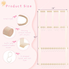 POVETIRE headbands organizer features 3 rows and 60 hooks for tidy storage.