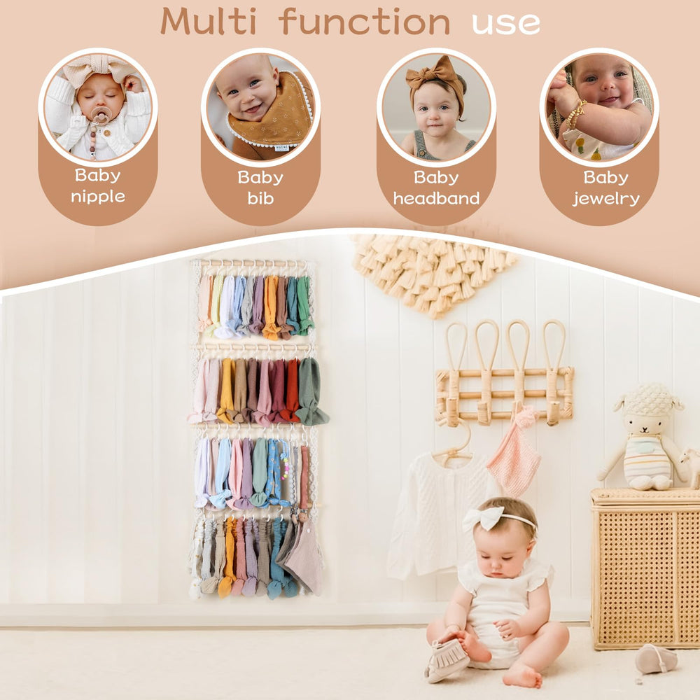 POVETIRE headbands storage in nursery shows tidy display and organization