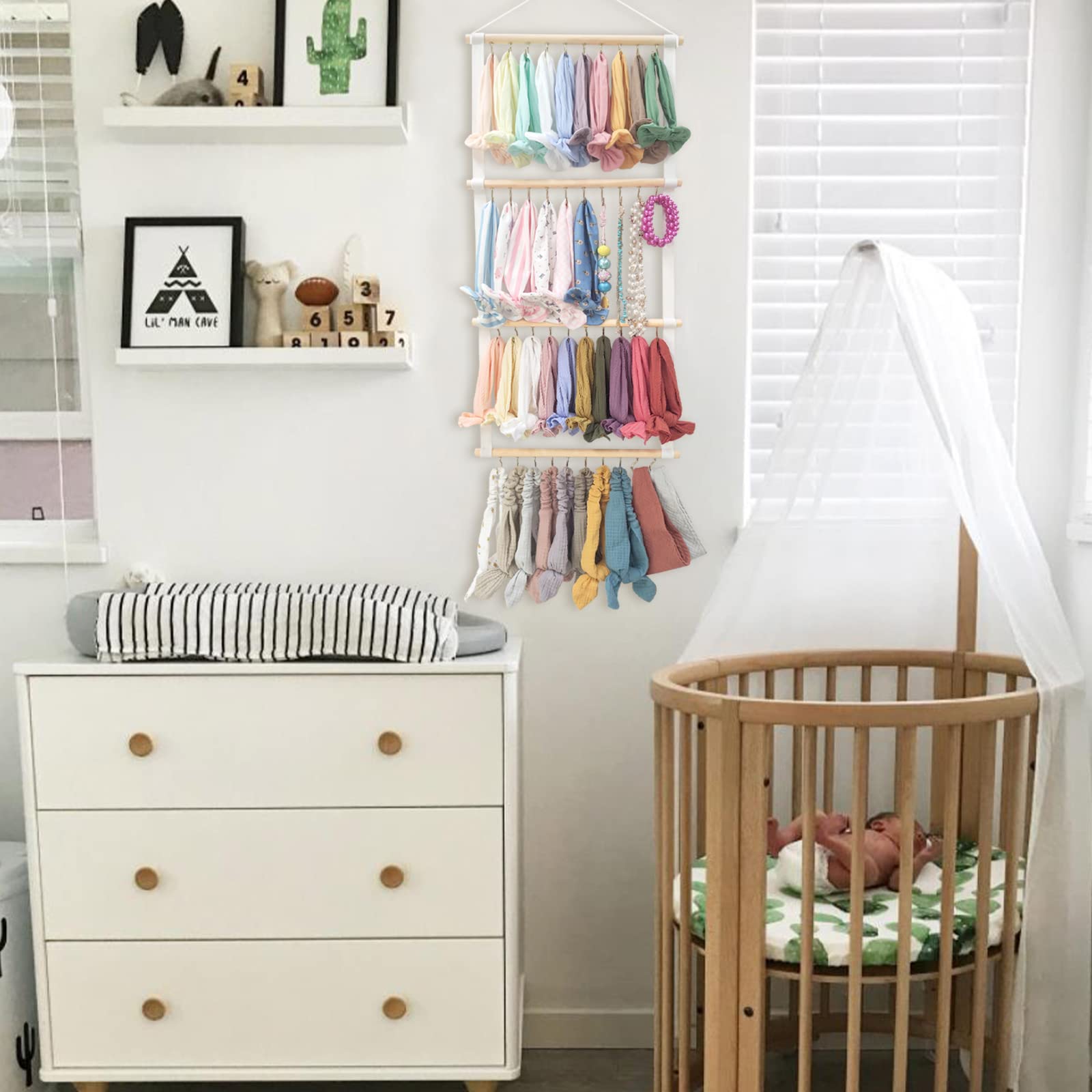 POVETIRE large 30x14-inch organizer keeps 80 headbands tidy and accessible