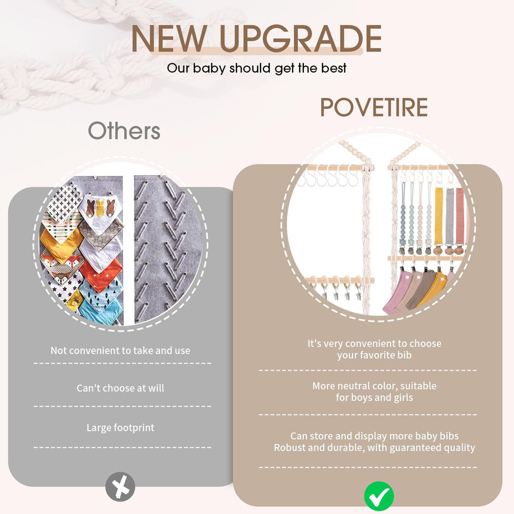 POVETIRE neutral-baby-bibs-holder-beige-design blends with any nursery