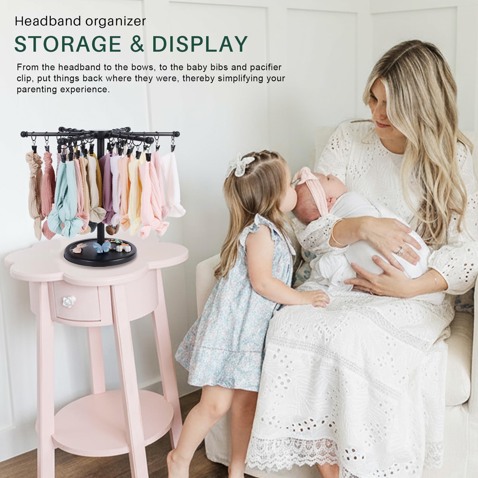 POVETIRE neutral wood black decor complements nursery aesthetics.