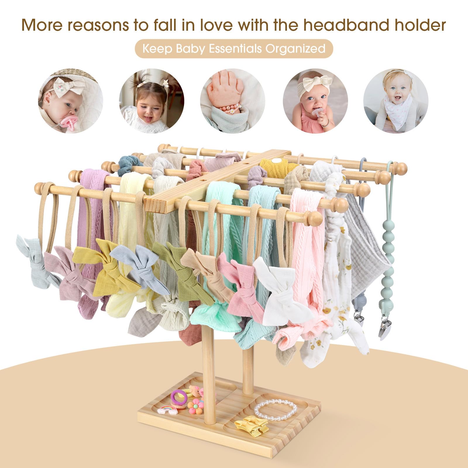 POVETIRE nursery decor rack blends natural wood texture with soft tones for charming rooms