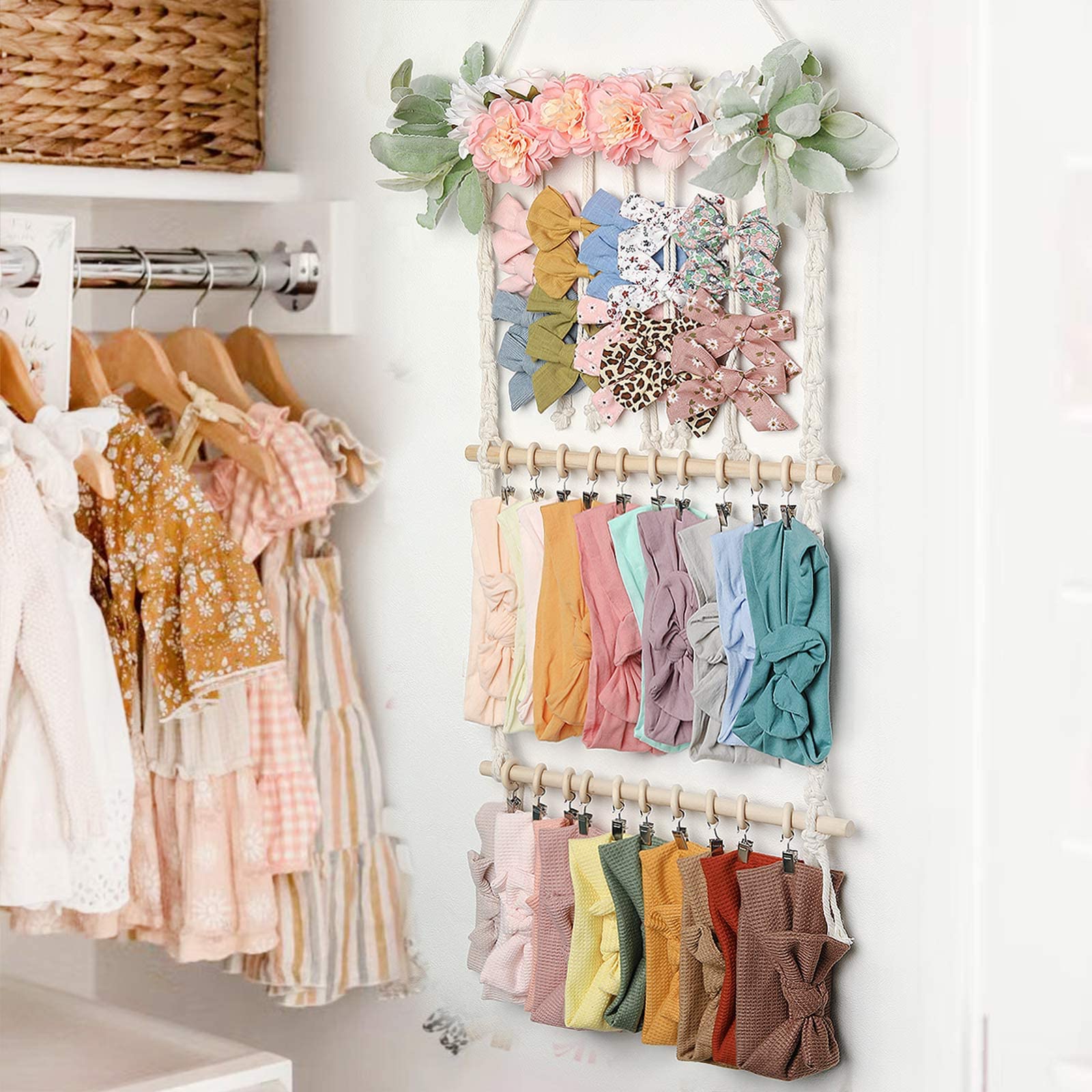 POVETIRE nursery decor display illustrates a charming organization hub in a toddler room.