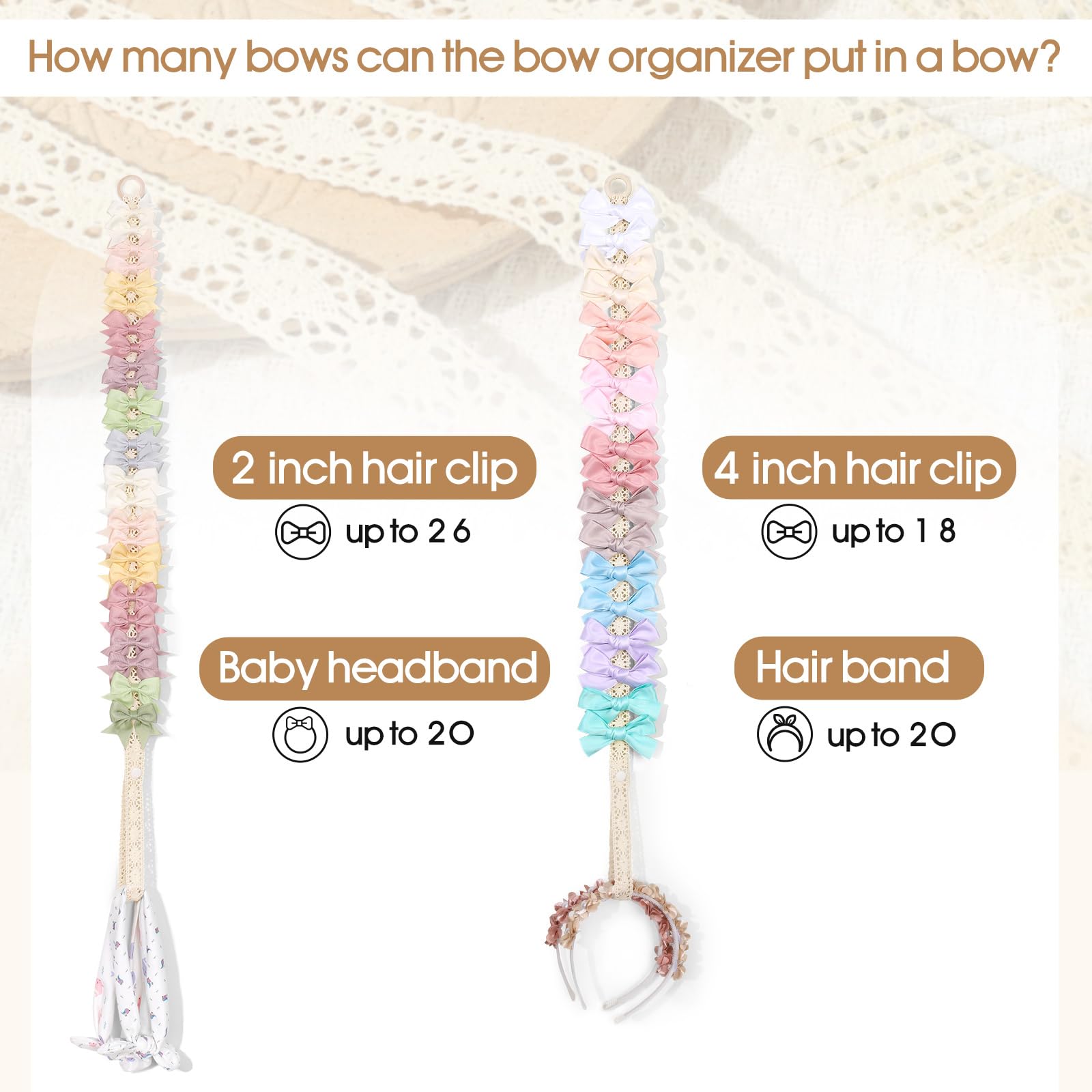 POVETIRE nursery decor setup displaying hair accessories neatly on a wall.