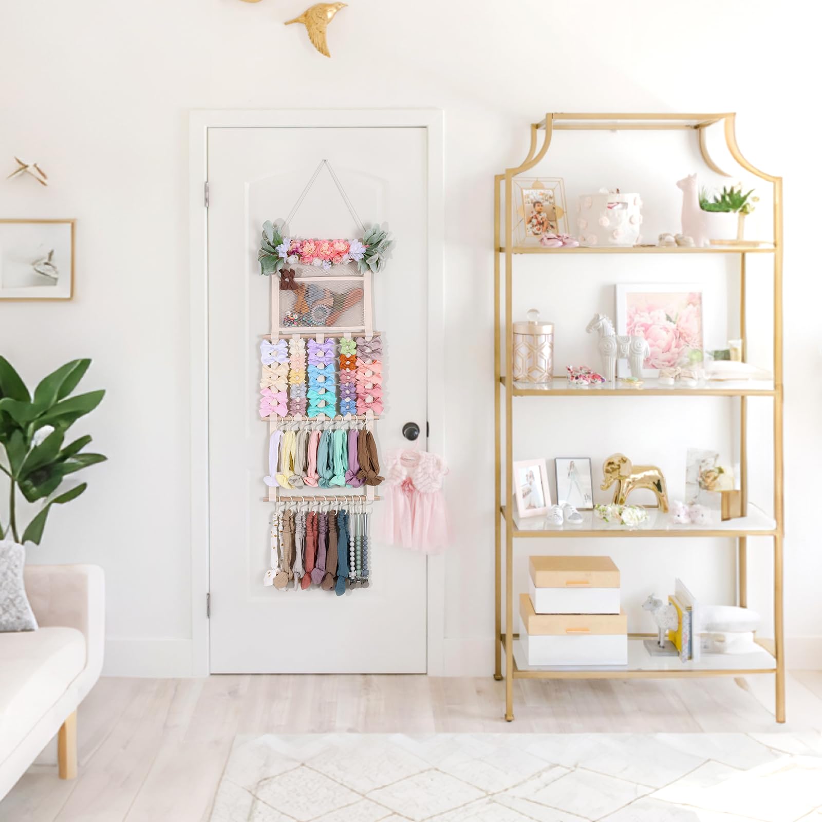 POVETIRE space-saving accessory storage helps keep the girl's room organized
