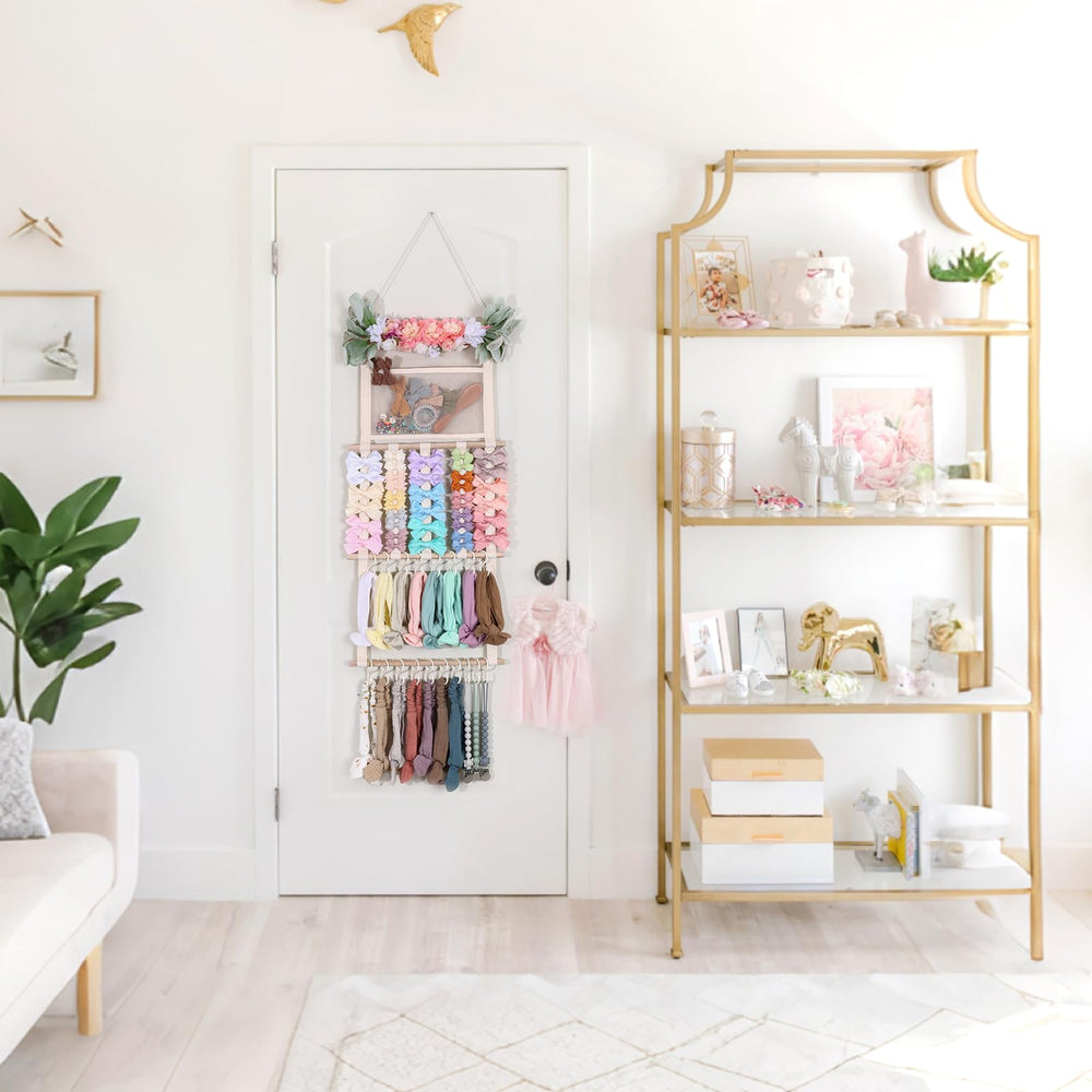 POVETIRE space-saving accessory storage helps keep the girl's room organized